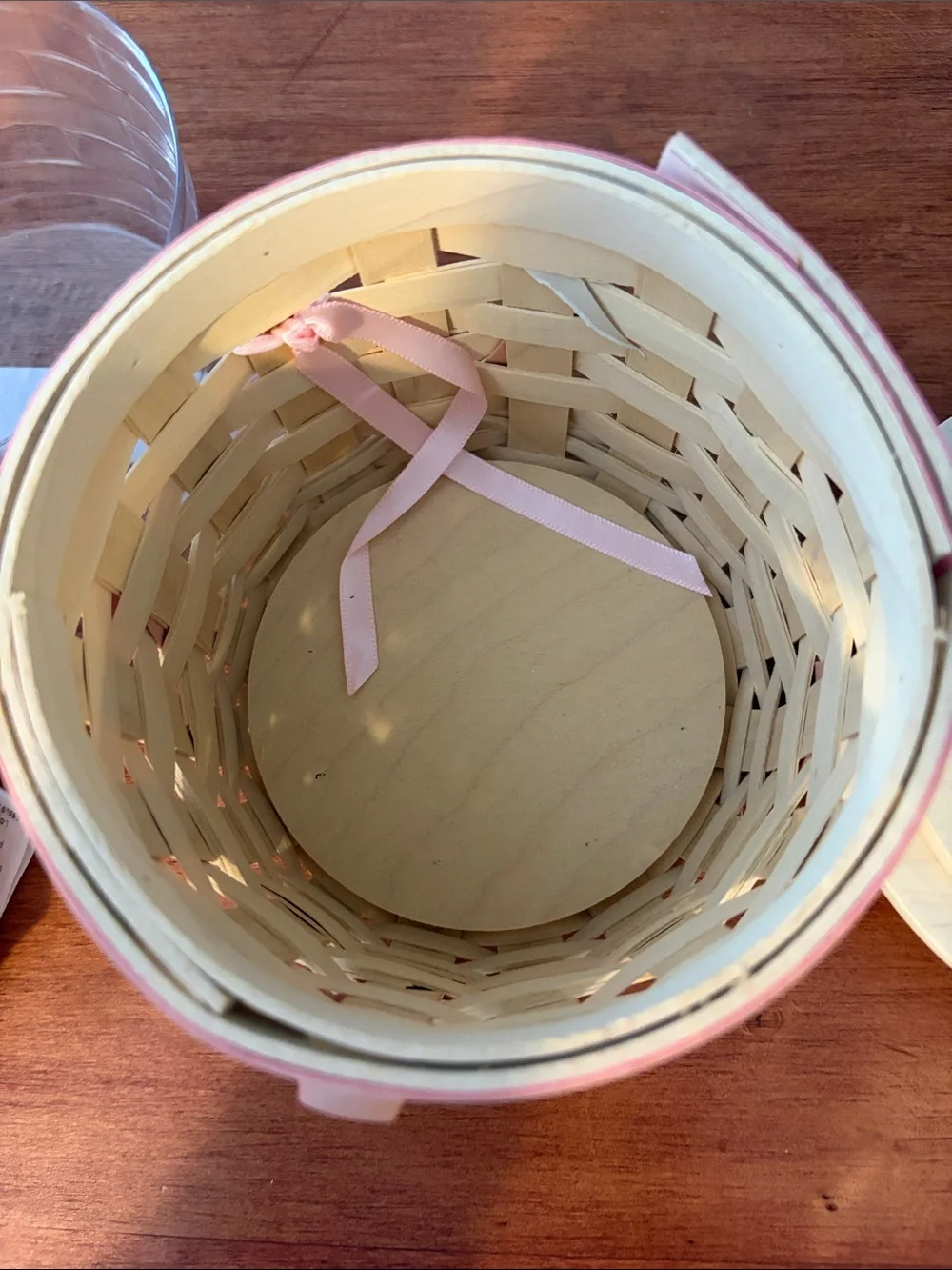Longaberger Cream and Pink Handwoven Heart Basket